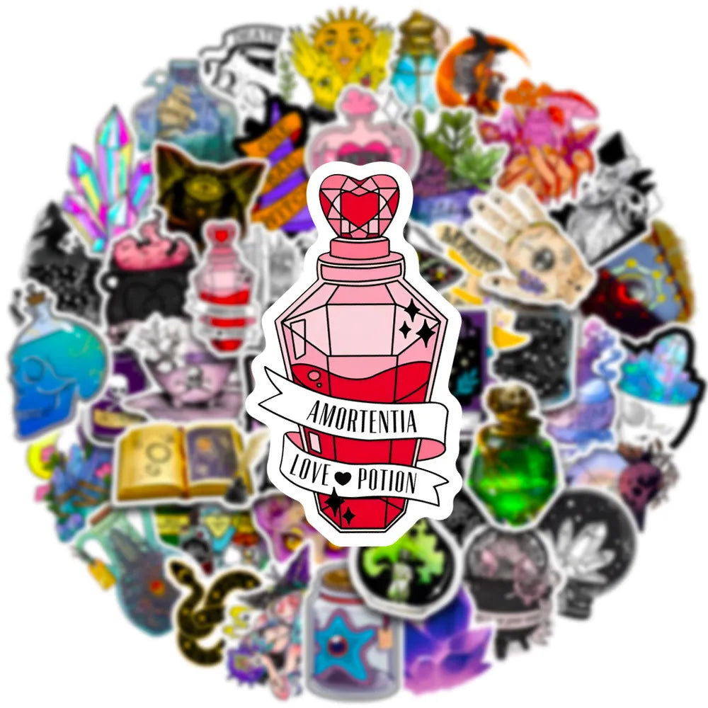 50-piece pack of waterproof PVC graffiti stickers for luggage and smooth surface application