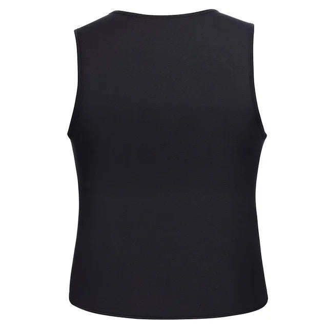 Black fitness sweat zipper vest with full zip front, chlorofibre nylon blend