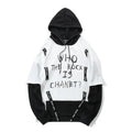 Autumn men graffiti oversize cotton hoodie in Black with round neck, front view