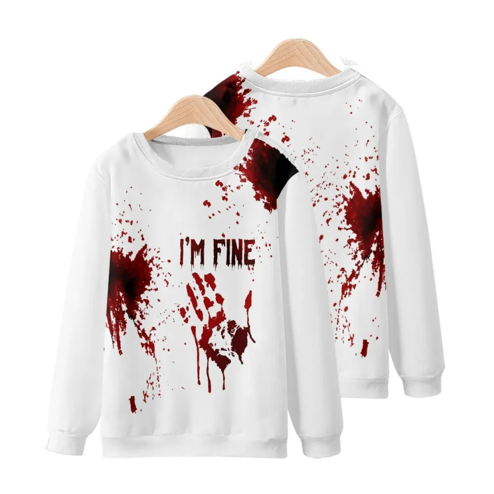 Round neck sweater with Halloween 3D print on polyester fabric for men daily wear