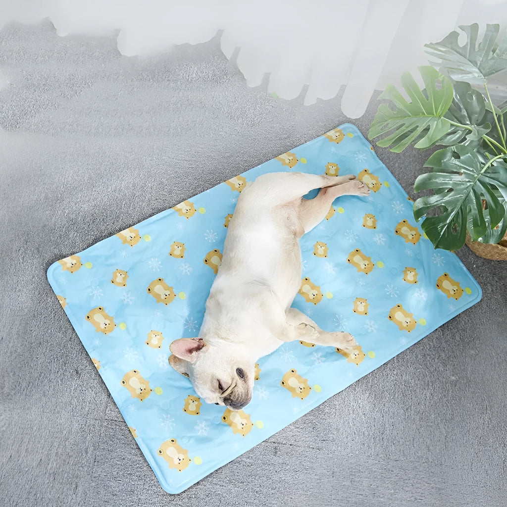 Grey pet ice mat 40x30cm with soft ice gel filling for small kittens and puppies