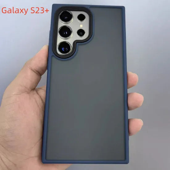 Frosted magnetic phone case for Samsung Galaxy S23 Ultra in black with drop-resistant shell