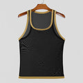 Men's solid colour mesh vest with straight hem design in white or black options