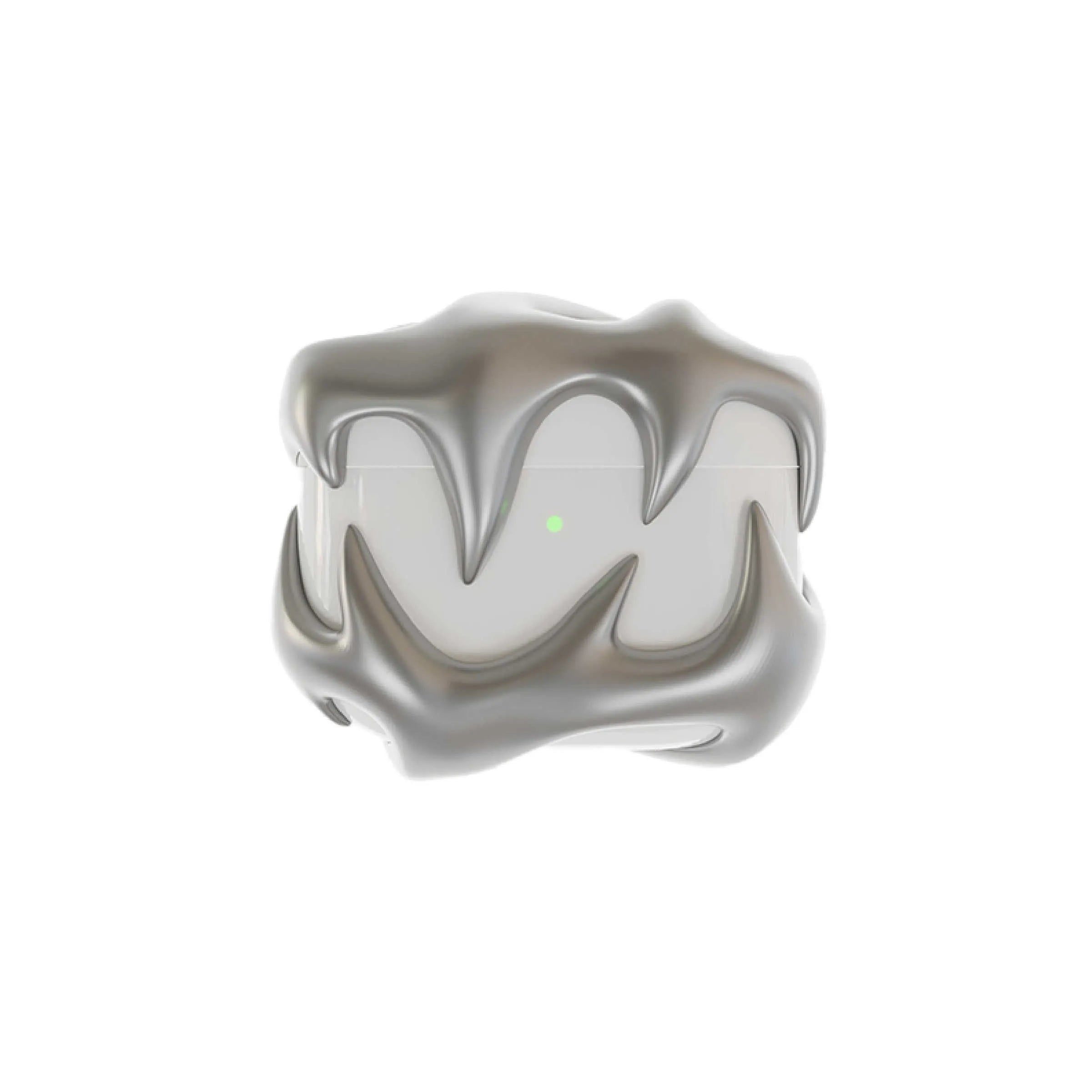Matte silver 3D printed resin tooth earphone shell for AirPods 3 protective case