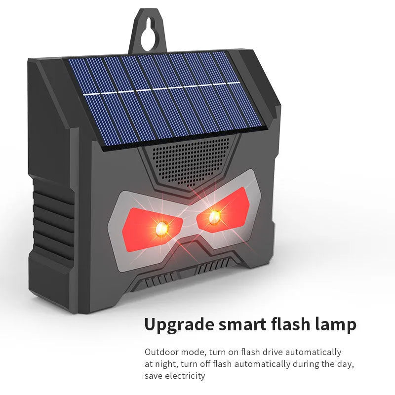 Black animal-shaped solar-powered ultrasonic pest repeller for outdoor garden use