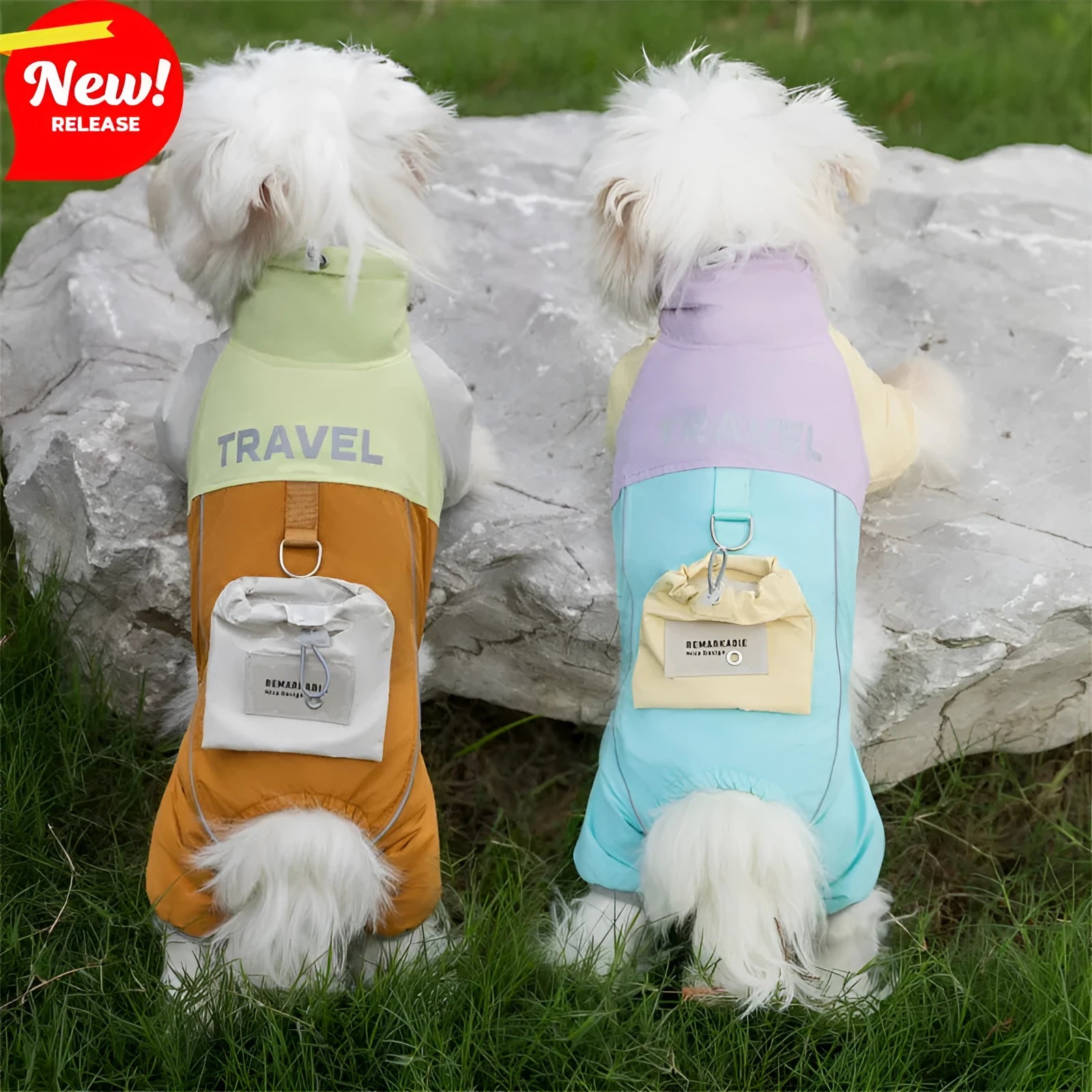 Autumn winter dog travel backpack cotton jacket in blue with mini backpack for small pets
