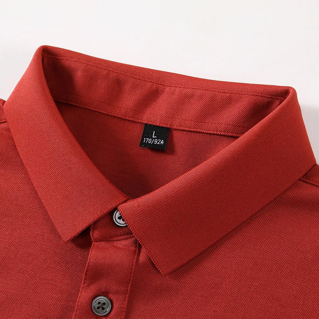 Pure colour cotton lapel short-sleeved t-shirt with mosaic pattern in seven colour options