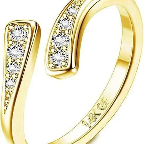 Copper plated 14K thick gold toe ring with geometry shape and unisex design