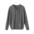 Men's hooded cashmere cardigan with zipper front in solid colours for work wear