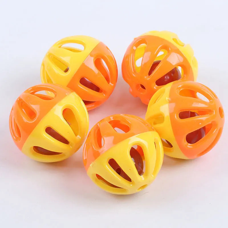 Plastic bell ball pet toy with hollow round shape and about 3.5cm diameter for cats, dogs and hamsters