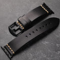 Handmade leather watch strap in brown with a silver stainless steel buckle, 4mm thick ultra first layer cowhide.
