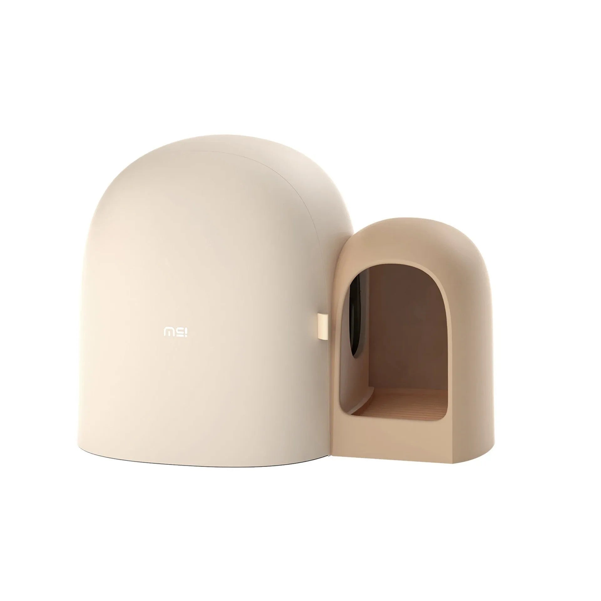 Fully enclosed oversized cat litter box for large cats in Aurora White colour