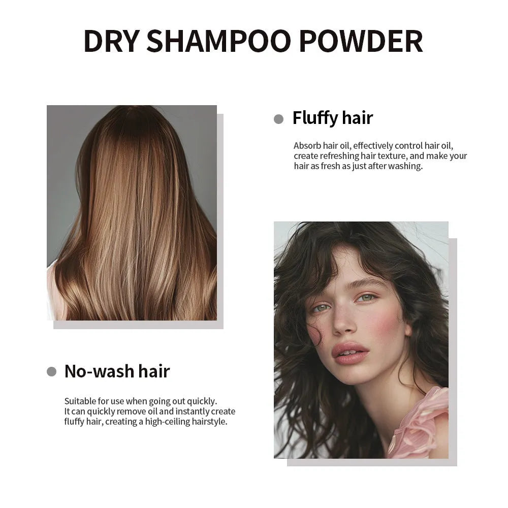 Disposable hair dry cleaning powder with sponge applicator in blue, green or red packaging