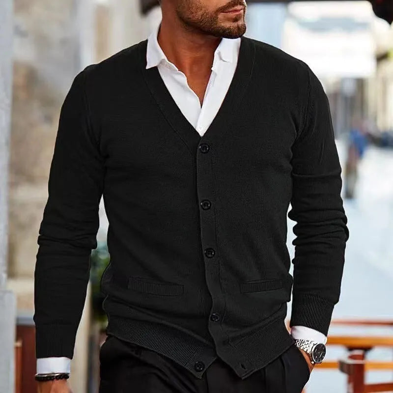 Men's slim fit acrylic cardigan sweater coat in multiple colours for autumn winter