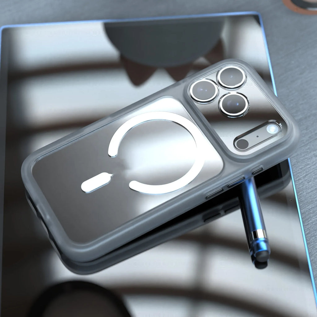 iPhone 17 Pro Max magnetic phone case in black, dark blue, or white with two-in-one protective design