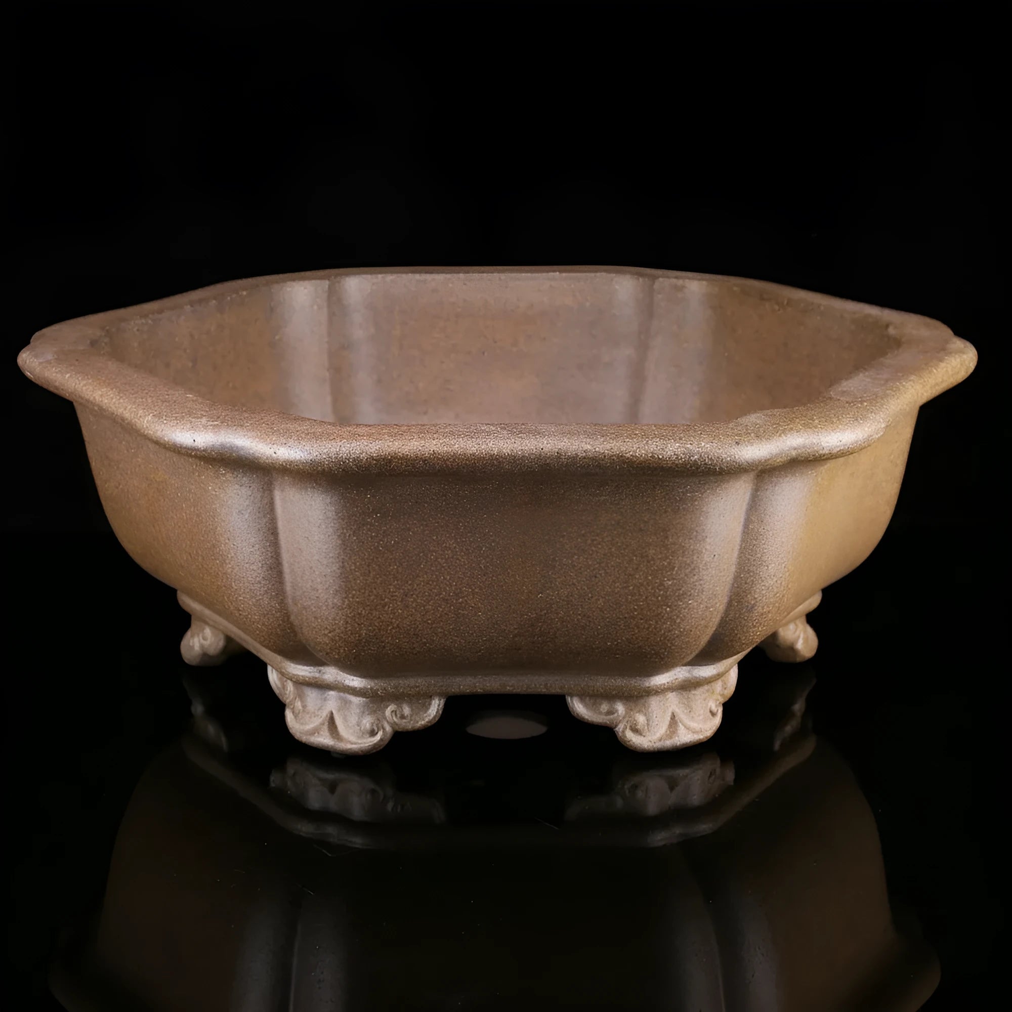 Handcrafted large purple sand plant basin in hexagonal or begonia shape for tea pot cultivation
