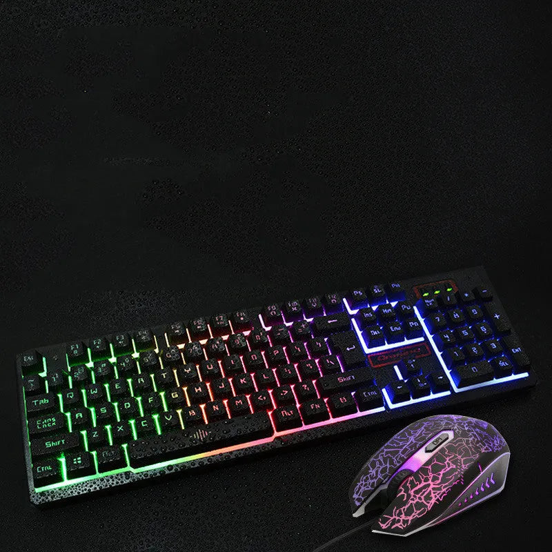 Wired gaming keyboard and mouse set, black finish, USB connections, 1600dpi optical mouse