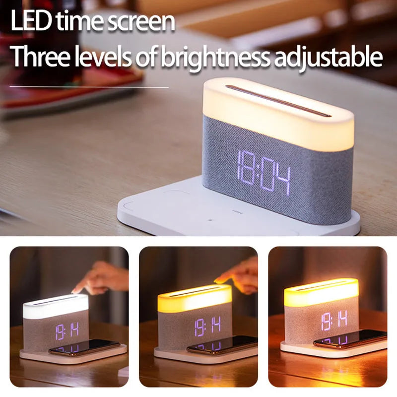 Wireless charging desktop clock night light table lamp in modern simple design