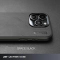 Magnetic leather-look TPU phone case for iPhone 14 Pro, 14 Pro Max, 15 Pro and 15 Pro Max in Deep Space Black or Cloud Gray