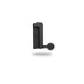 Black silicone computer side screen clip phone holder attached to a laptop, with a smartphone held magnetically