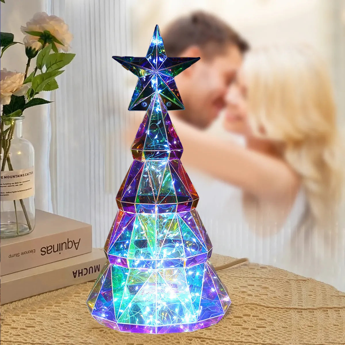 Colourful cartoon Christmas tree light decoration measuring 20cm tall