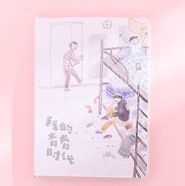 Cherry Blossom colour page button notebook with PU cover, 11cm x 15cm, spiral binding, two style designs