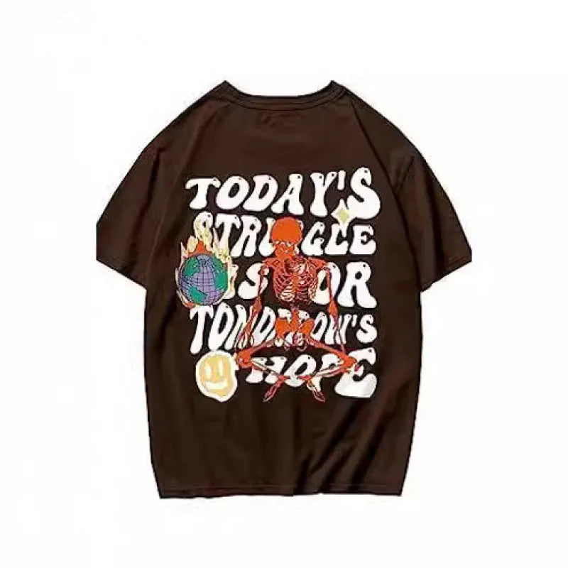 Printed men's street short-sleeved sports t-shirt with digital pattern design