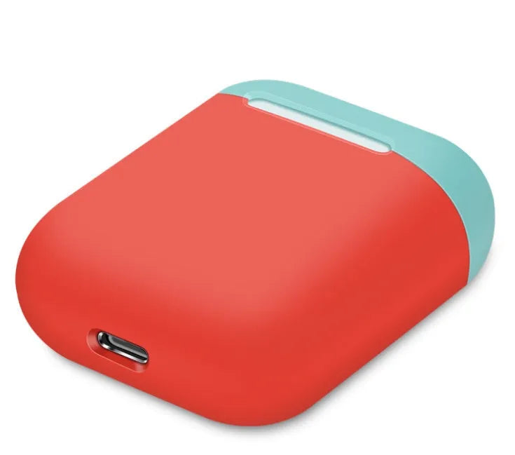 Silicone protective cover for Apple AirPods charging case in a split style design, shown in a selection of colours.