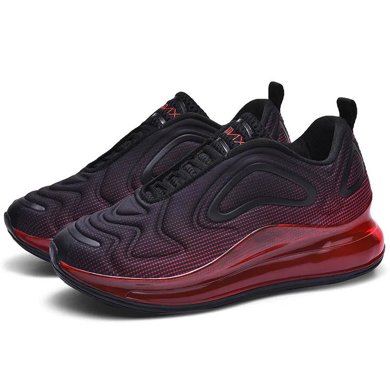 Men's air cushion lightweight sports shoes with TPU sole, black blue colour, side view