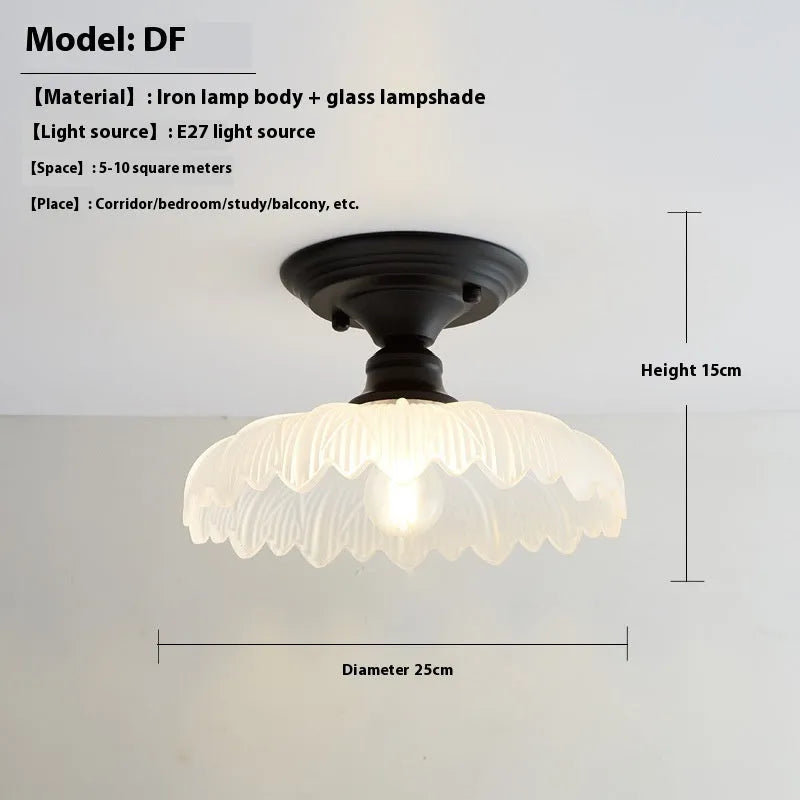 American retro single-head pendant lamp with glass cover for ceiling mounting.
