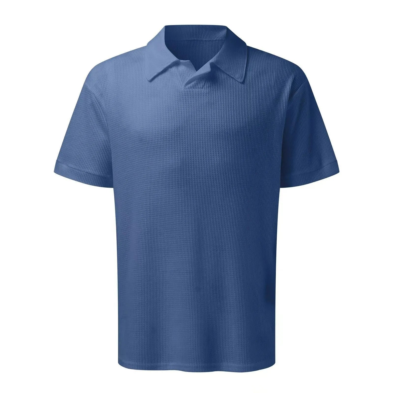 Men's 2pcs set V neck polo shirt and shorts in waffle style, available in multiple colours for summer