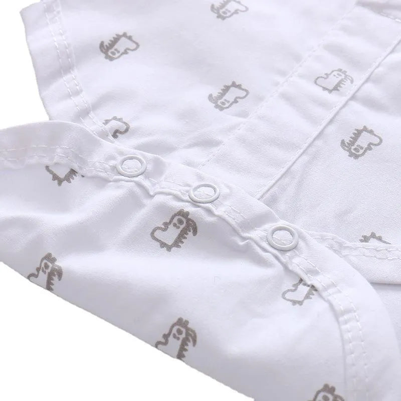 Baby boy white cotton gentleman suit with jacket and trousers in formal style