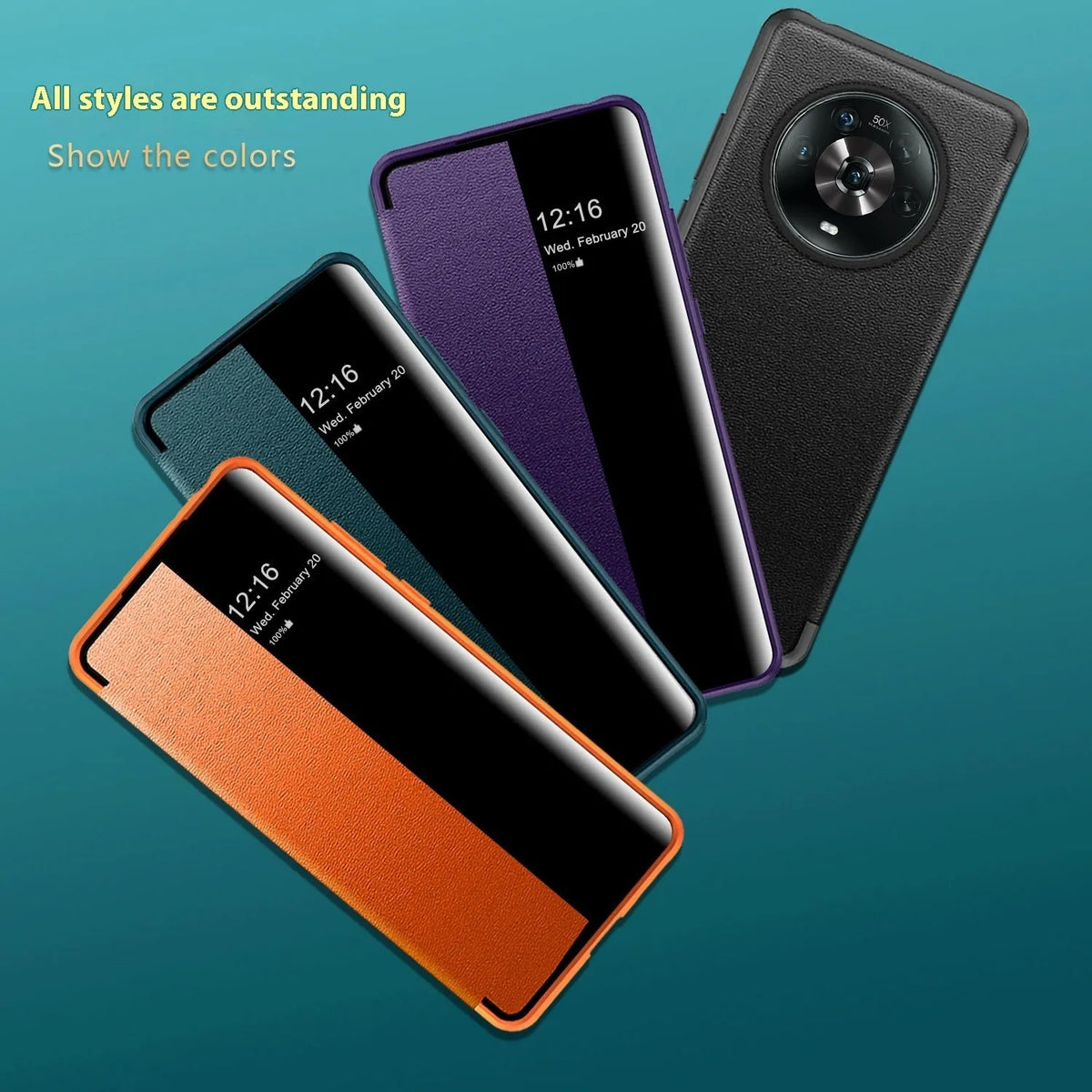 Purple smart sleep window flip phone case for Huawei with imitation leather and soft edging