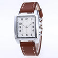 Men's quartz wristwatch with metal case, leather band, and analogue dial in black brown colour