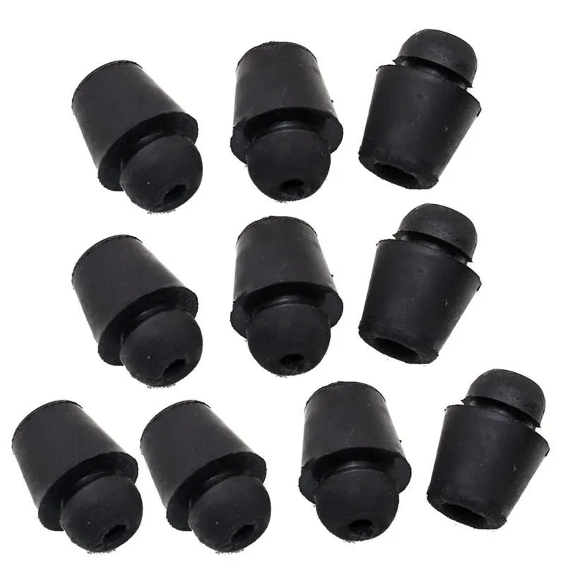 Black rubber automotive buffer clips for shock absorption between vehicle components