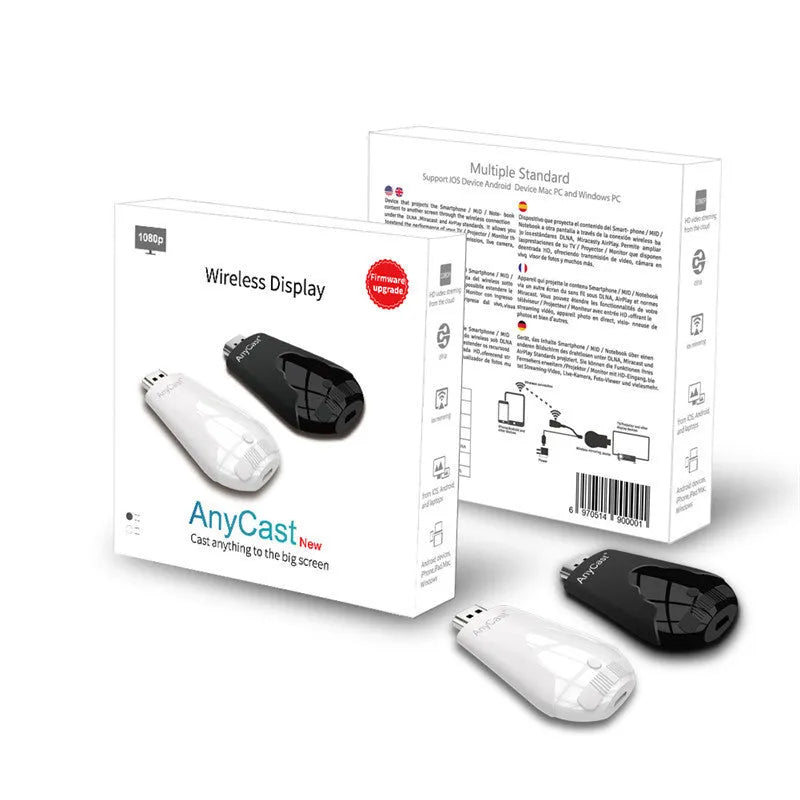 Mirascreen Anycast wireless HDMI push treasure media streamer in black with WiFi streaming support