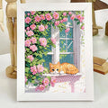 Children's handmade DIY diamond painting kit with cartoon panda, acrylic diamonds, and plastic frame