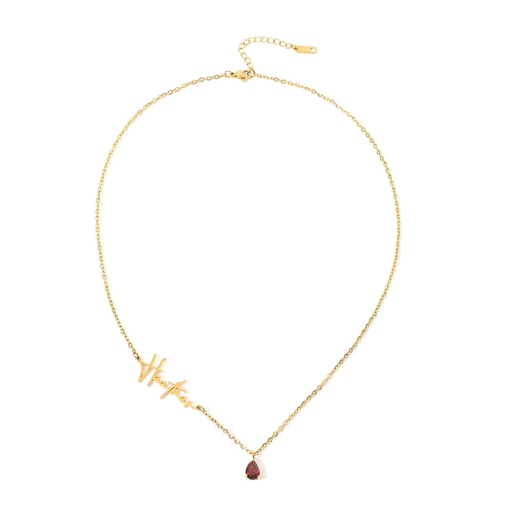 Stainless steel custom name necklace with gold electroplated pendant letter design on unisex chain