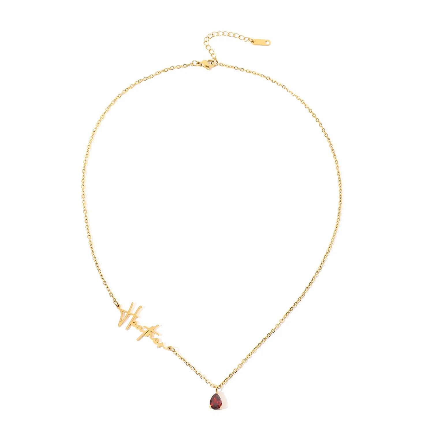 Stainless steel custom name necklace with gold electroplated pendant letter design on unisex chain