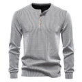 Men's long sleeve slim fit striped sports T-shirt in cotton blend, front view