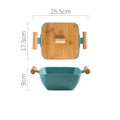 Modern ceramic bowl with irregular shape and matching lid in four colour options