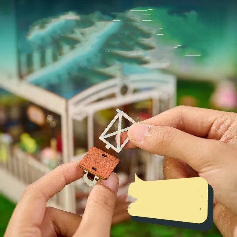 Warm Yang Whisper 3D miniature model cottage on a book stand with flash function