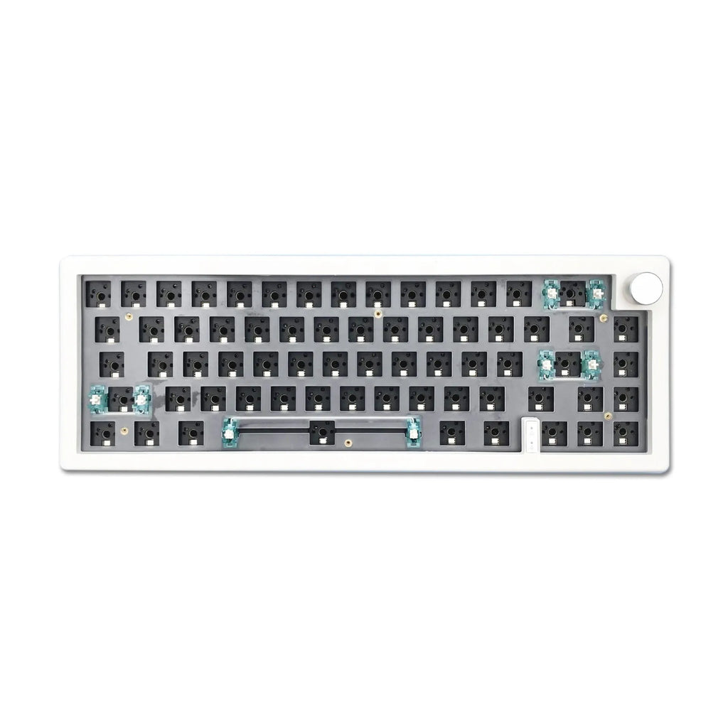 DIY mechanical keyboard kit with RGB lighting and control knob in multiple colour options