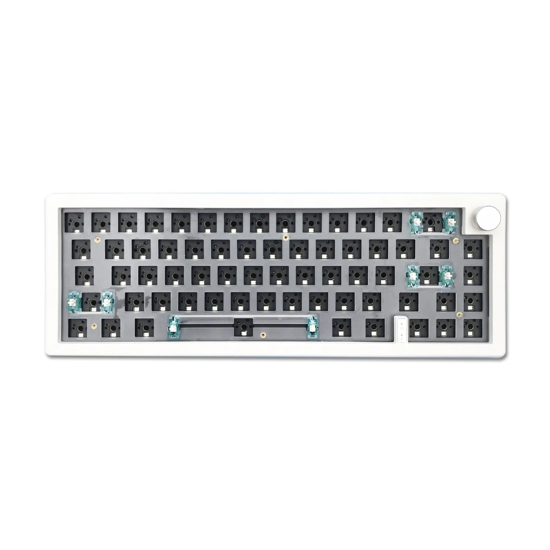 DIY mechanical keyboard kit with RGB lighting and control knob in multiple colour options