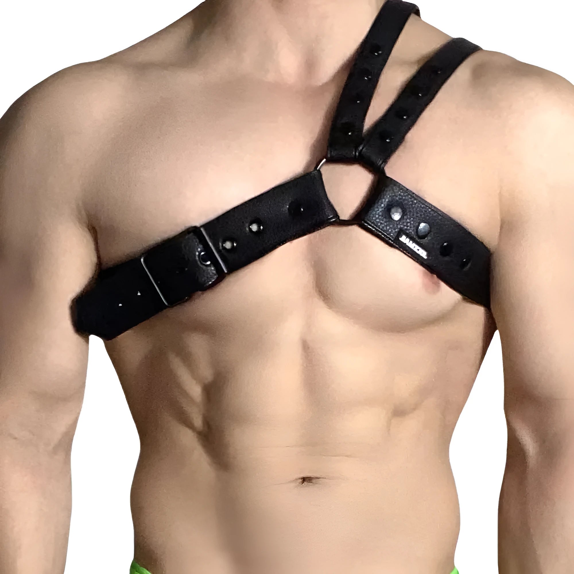 Men's black synthetic leather shoulder strap chest strap with detachable clip suitable for fitness running cycling climbing sports protection