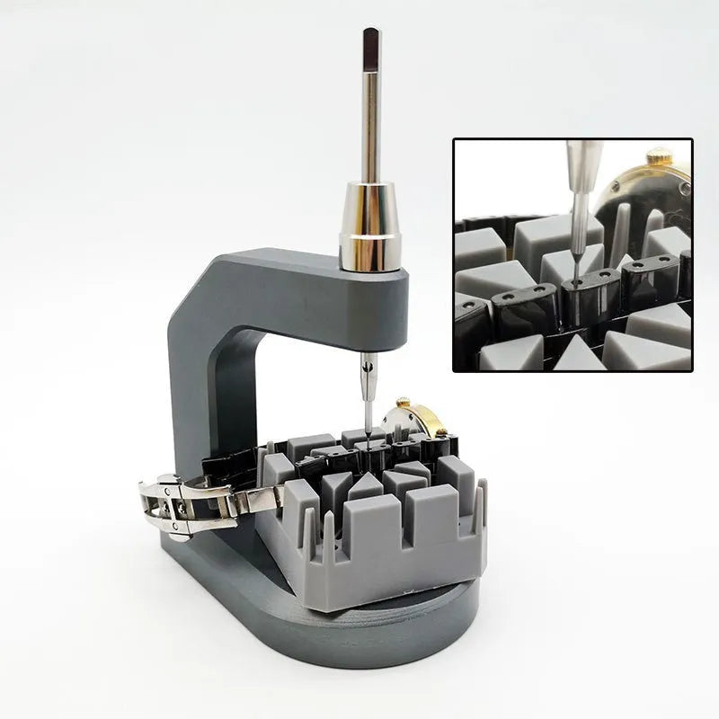 Silver tool steel multi-purpose press strap removal tool for watches and electronics