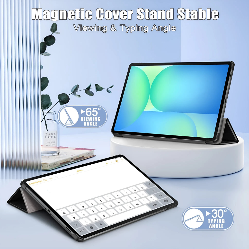 Samsung Tab S10 FE Plus 13 inch tablet case in black with built-in kickstand and magnetic back