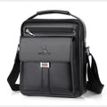 Men's PU leather crossbody bag with solid colour finish and sewing line detail, available in five colours