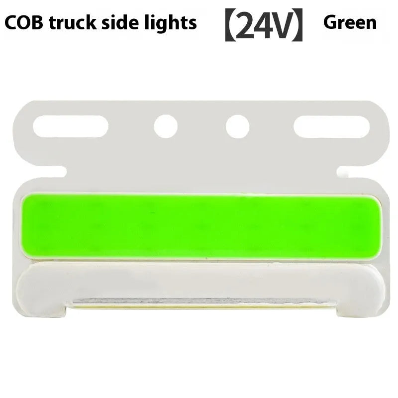 Waterproof aluminium alloy COB LED truck side light in red, mounted near vehicle tyre.