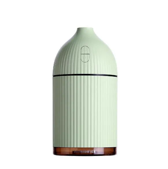 White 300ml USB ultrasonic aromatherapy diffuser with LED light measuring 80x80x155mm